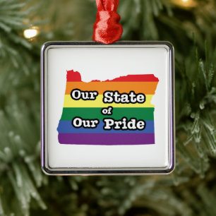 Our State of Our Pride   Oregon Metal Tree Decoration