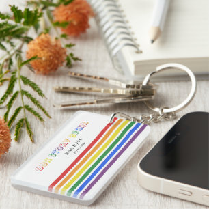 Our Story Begins Rainbow LGBTQ Flag Couple Acrylic Key Ring