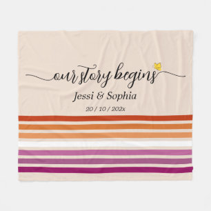 Our Story Begins Sunset Lesbian Flag Fleece Blanket