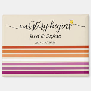 Our Story Begins Sunset Lesbian Flag Magnet