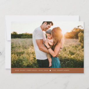 Our Story Minimalist New Years Photo Terracotta Holiday Card