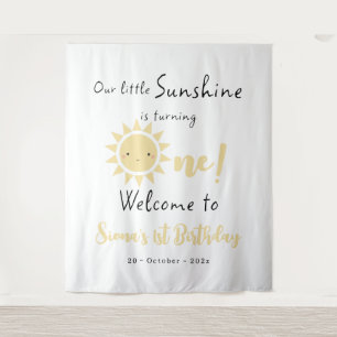 Our Sunshine is Turning One Cute Birthday Backdrop Tapestry