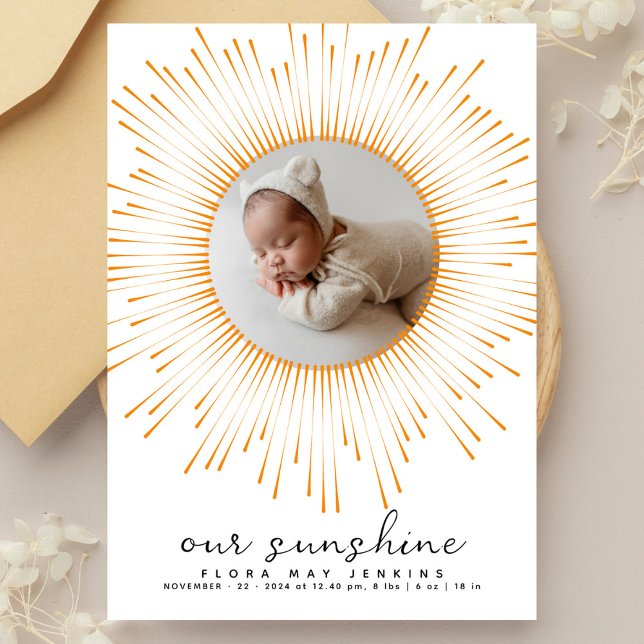 Our Sunshine Modern Photo Baby Shower Thank You Card (Creator Uploaded)