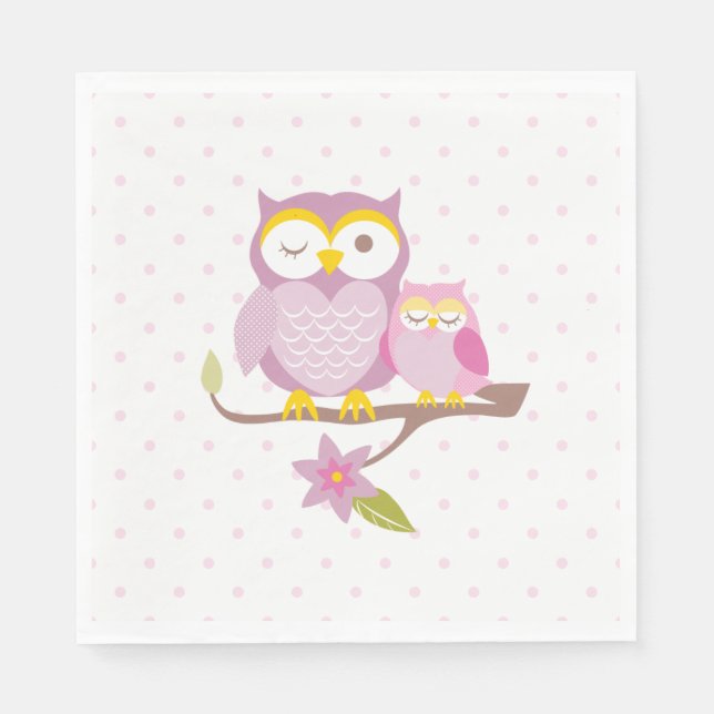 Our Sweet Baby Girl Owl Baby Shower Napkin (Front)