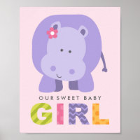 Our Sweet Baby Girl Purple Hippo Nursery