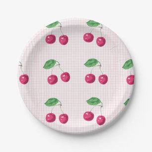 "Our Sweet Cherry" Pink & Green Birthday Paper Plate