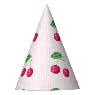 "Our Sweet Cherry" Pink & Green Birthday Party Hat