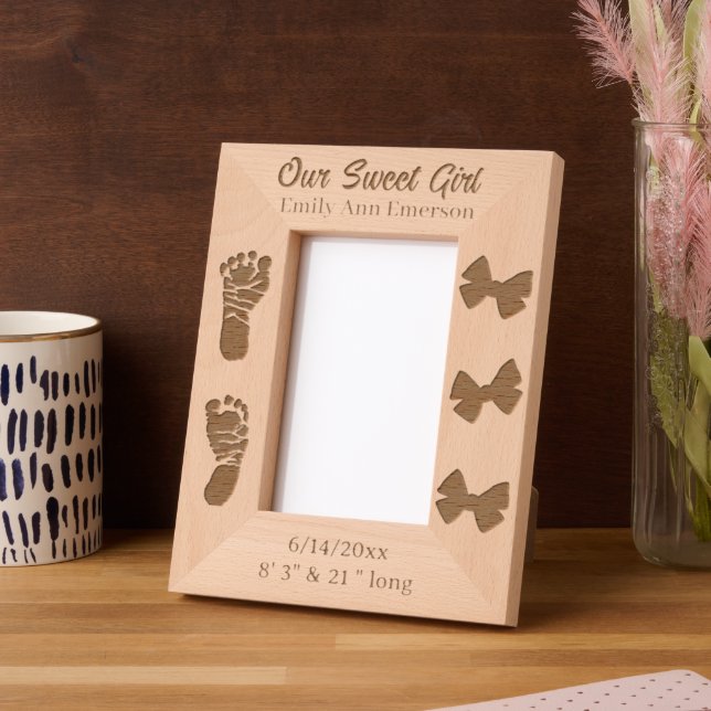 Our Sweet Girl | New Baby Personalised Etched Frames (Left)