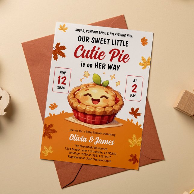 Our Sweet Little Cutie Pie Fall Baby Shower Invitation (Creator Uploaded)