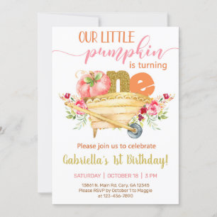 Our sweet little pumpkin 1st birthday invite. invitation