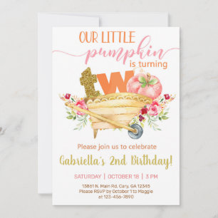 Our sweet little pumpkin 2nd birthday invite. invitation
