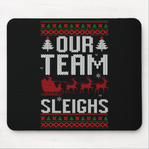 Our Team Sleighs Christmas Reindeers Santa's Long Mouse Pad