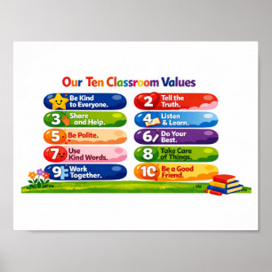 Our Ten Classroom Values – 8.5×11 Landscape Poster