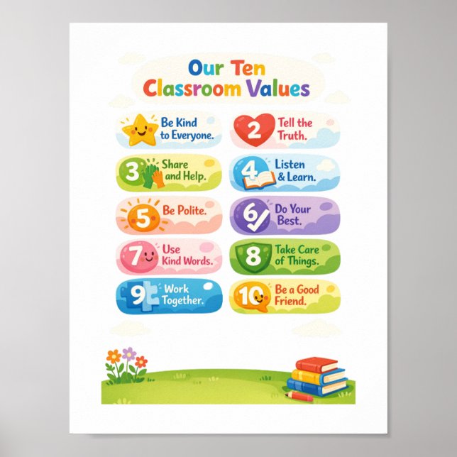 Our Ten Classroom Values Poster   (Front)
