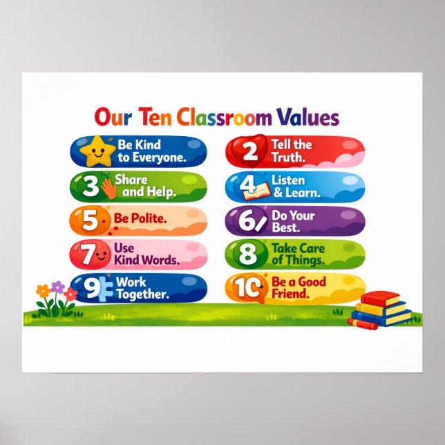 Our Ten Classroom Values Poster (Front)