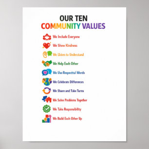 Our Ten Community Values Poster 8.5x11– Bright