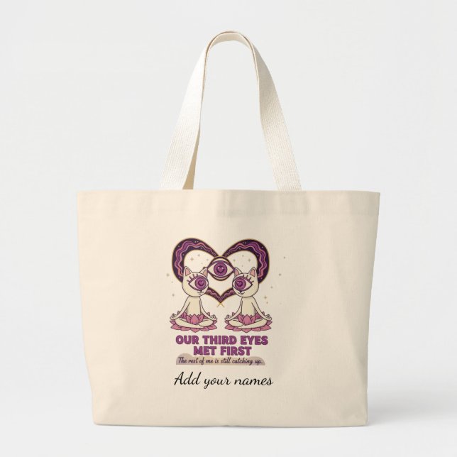 Our Third Eye Met First Custom Names Large Tote Bag (Front)