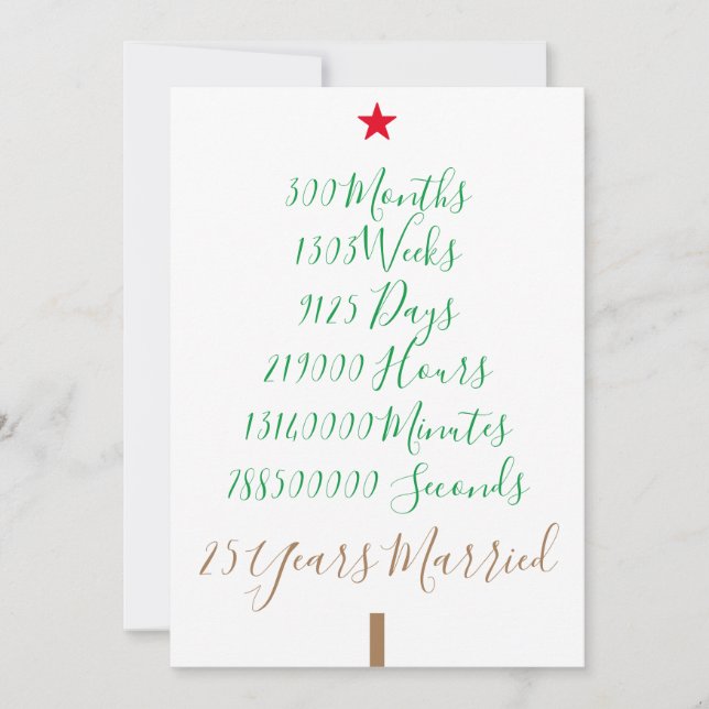 Our twenty fifth Christmas 25th Years Married xmas Holiday Card (Front)