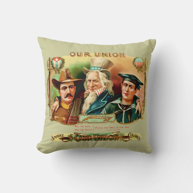 Our Union Vintage Cigar Box Label Cushion (Front)