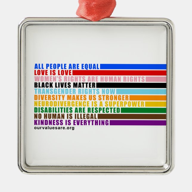 Our Values Are Metal Tree Decoration (Front)