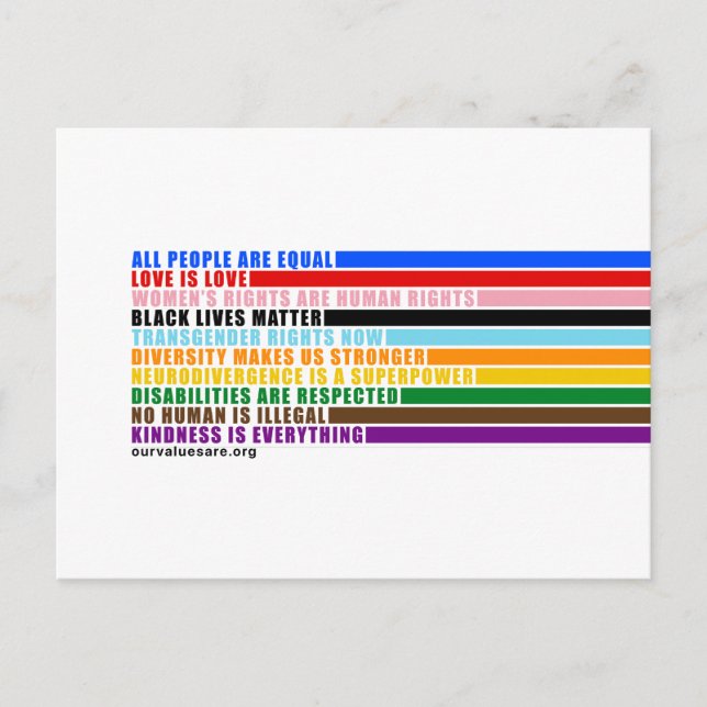 Our Values Are Postcard (Front)