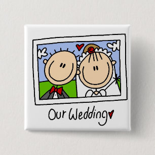 Our Wedding Bride and Groom T-shirts and Gifts 15 Cm Square Badge