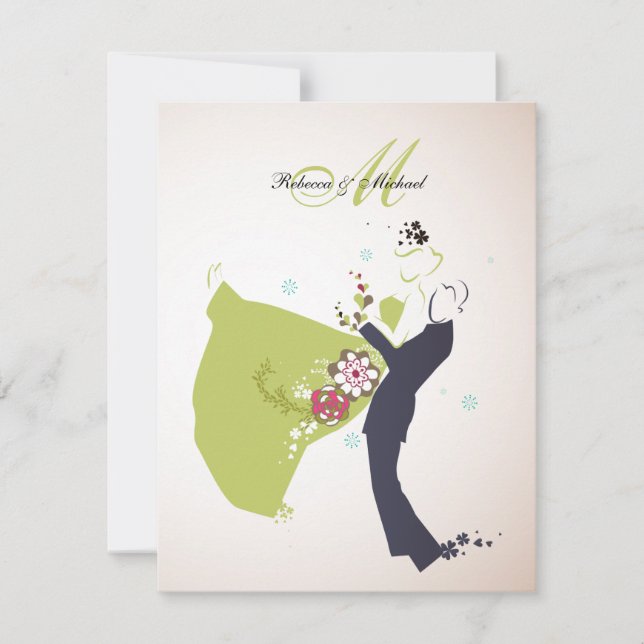 Our Wedding Day - Bride & Groom with Monogram Invitation (Front)