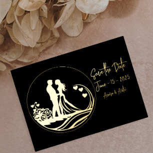 Our Wedding Day Couple Gold Foil Foil Invitation Postcard