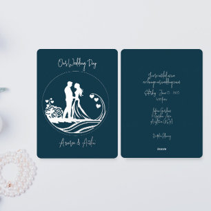 Our Wedding Day Couple Silver Foil Invitation