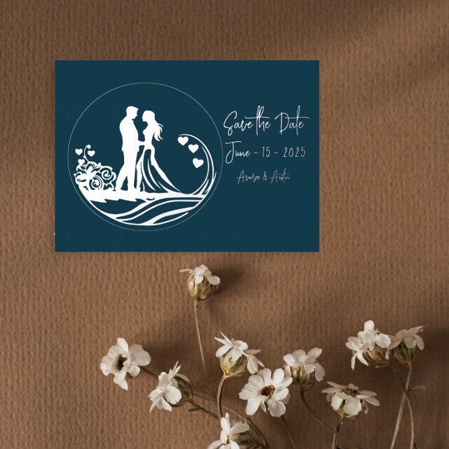 Our Wedding Day Couple Silver Foil Save the Date Foil Invitation Postcard (Creator Uploaded)