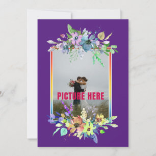Our Wedding Day Floral Purple Custom Photo Invitation
