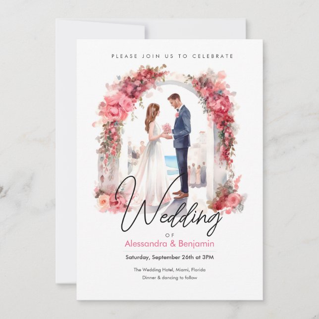 Our Wedding Day in Watercolor | Wedding Invitation (Front)