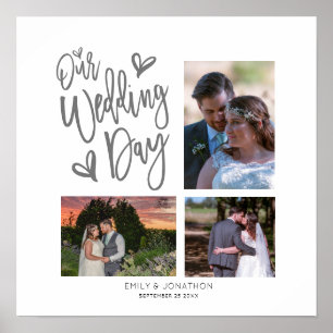 Our Wedding Day Script Photo Collage Poster