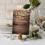 Our Wedding Day | Wood & String Lights Program Invitation<br><div class="desc">Rustic wood & string lights wedding day program.</div>