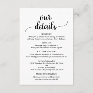 Our Wedding Details, Rustic Script  Enclosure Card