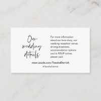 Our wedding details, website, RSVP, Enclosure Card