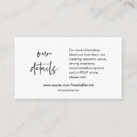 Our wedding details, website, RSVP, Enclosure Card