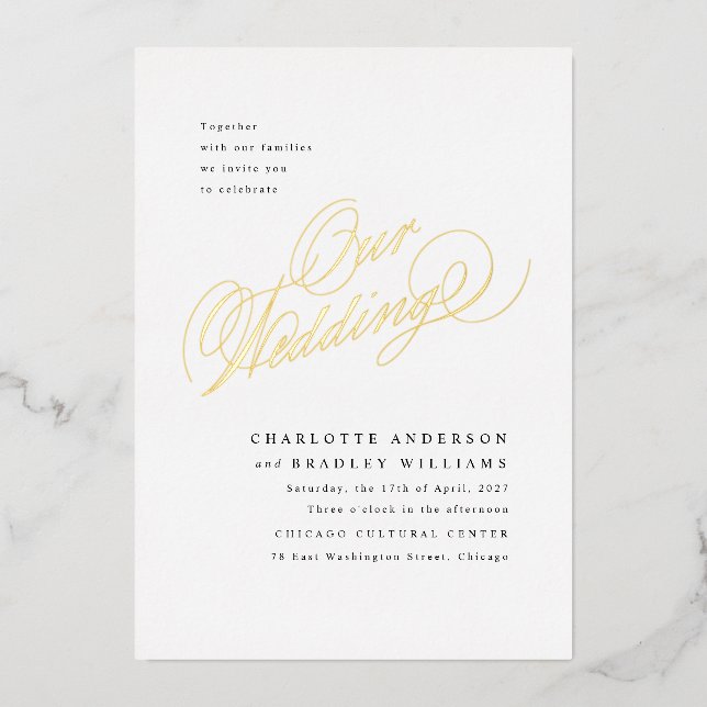Our Wedding Elegance Foil Wedding Invite (Front)