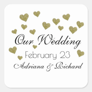our wedding elegant love  square sticker