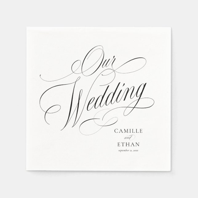 Our Wedding Elegant Script Paper Napkin (Front)