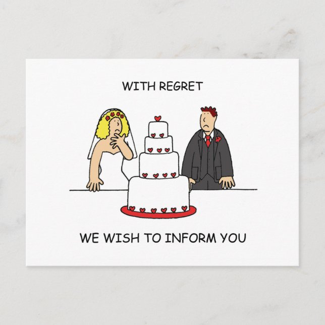 Our Wedding is Cancelled Cartoon Couple Announcement Postcard (Front)