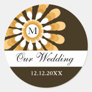 Our Wedding Monogram Stickers(9)Modern Flower Classic Round Sticker