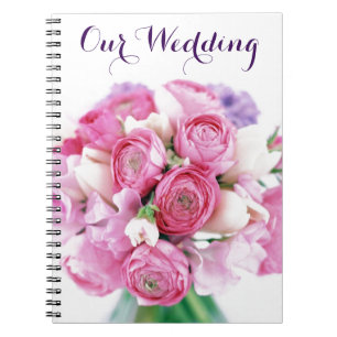 Our Wedding Pink Flowers Noetbook Spiral Notebook