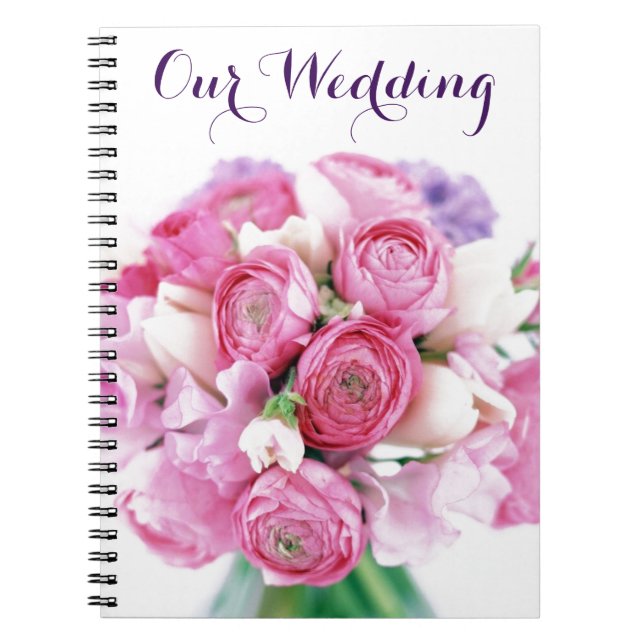 Our Wedding Pink Flowers Noetbook Spiral Notebook (Front)