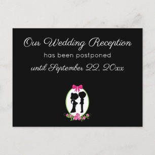 Our Wedding Reception Postponement Cute Couple Postcard