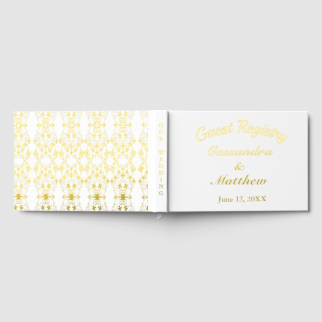 Our Wedding Registry Floral Vine Gold Foil & White Guest Book (Full)