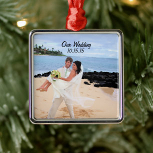 Our Wedding Silver Metal Photo Ornament