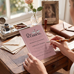Our Wedding Swans Cute Romantic Pink Invitation