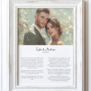 Our Wedding Vows and Photo personalised Minimalist Poster
