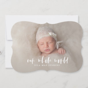 our whole world photo birth announcement